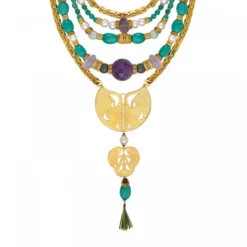 Clearance Adjustable Tiki bib necklace - turquoise Plastrons|Colliers XXL