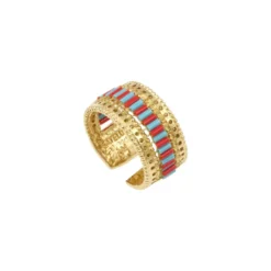 Clearance Alicudi adjustable medium ring - turquoise and coral Bagues Ajustables