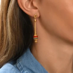 Best Alicudi dangle stud earrings - turquoise and coral Percées / Tiges|Longues / Pendantes