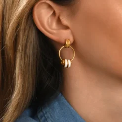 Best Alicudi hoop earrings for pierced posts - white Percées / Tiges