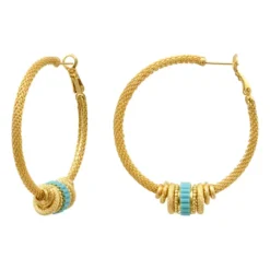 Hot Alicudi hoop earrings - turquoise and coral Créoles