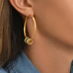 Hot Alicudi hoop earrings - turquoise and coral Créoles