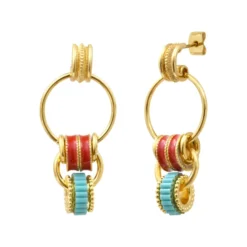 Hot Alicudi pierced stud earrings - turquoise and coral Percées / Tiges