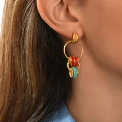 Hot Alicudi pierced stud earrings - turquoise and coral Percées / Tiges