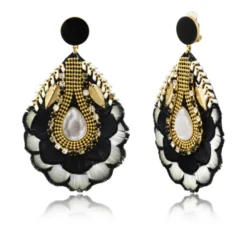 Outlet Alizia clip-on earrings - black and white Clips