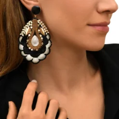 Outlet Alizia clip-on earrings - black and white Clips