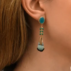Alizia pierced stud earrings in gold-tone metal - blue Percées / Tiges