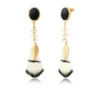 Alizia pierced stud earrings in gold-tone metal - black and white Percées / Tiges