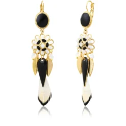 Hot Alizia sleeper earrings - black and white Dormeuses