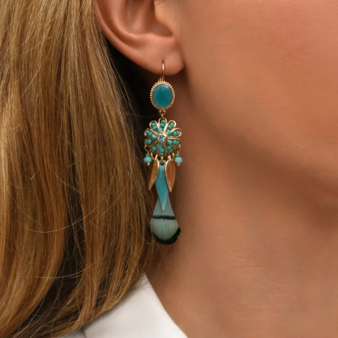 Alizia thin sleeper earrings - blue Dormeuses
