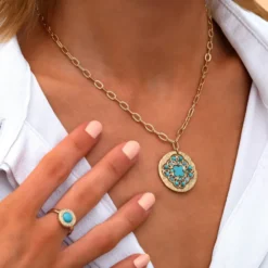 Hot Angelique delicate chain pendant necklace - turquoise Sautoirs & Colliers Longs|Pendentifs Et Médailles