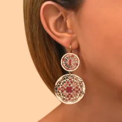 Online Angelique large sleeper earrings - red Dormeuses