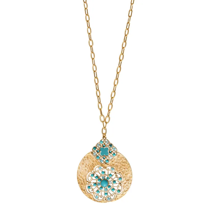 Online Angelique long necklace - turquoise Sautoirs & Colliers Longs