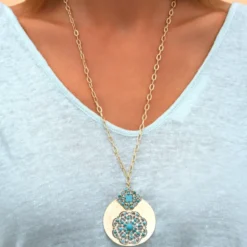 Online Angelique long necklace - turquoise Sautoirs & Colliers Longs