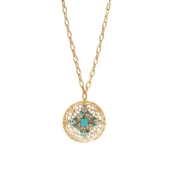 Angelique pendant chain necklace - turquoise Pendentifs Et Médailles
