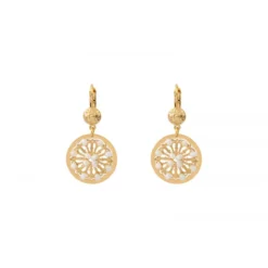 Angelique round sleeper earrings - white Dormeuses
