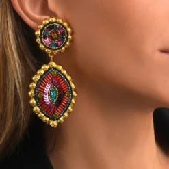Discount Angèle clip-on earrings - orange and purple Clips|Boucles D'oreilles XXL