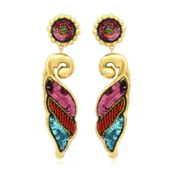 Outlet Angèle long clip-on earrings - orange and purple Clips|Boucles D'oreilles XXL