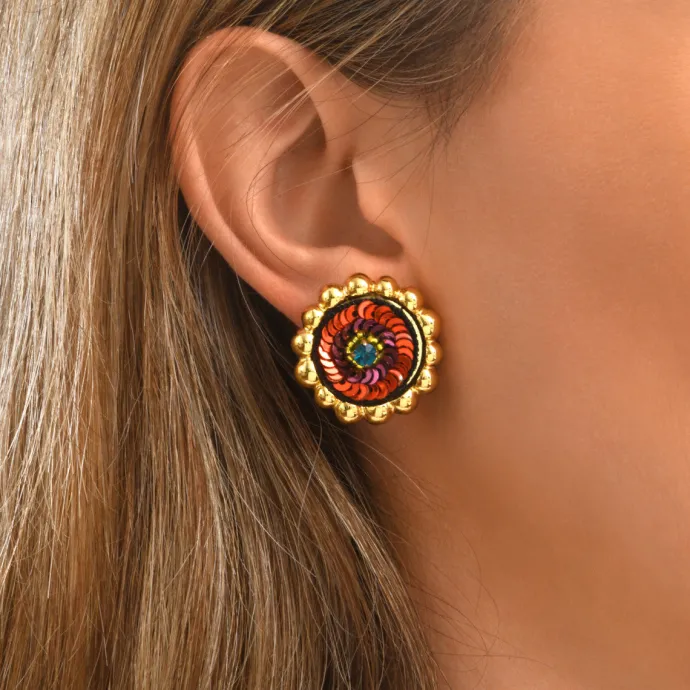 Hot Angèle pierced stud earrings - orange Percées / Tiges|Boucles D'oreilles XXL