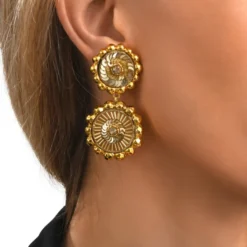 Best Angèle round clip-on earrings - gold Clips|Boucles D'oreilles XXL