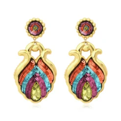Angèle wide clip-on earrings - orange and purple Clips|Boucles D'oreilles XXL