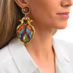 Angèle wide clip-on earrings - orange and purple Clips|Boucles D'oreilles XXL