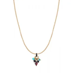 Online Annella delicate pendant necklace - red and turquoise Sautoirs & Colliers Longs|Pendentifs Et Médailles
