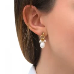 Clearance Annella fine stud earrings - white pearl Percées / Tiges