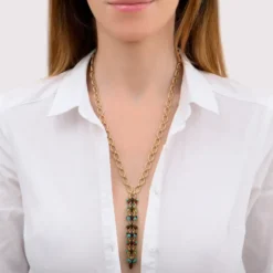 Discount Annella long necklace - red and turquoise Sautoirs & Colliers Longs