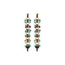 Best Annella long stud earrings for pierced ears - red and turquoise Percées / Tiges