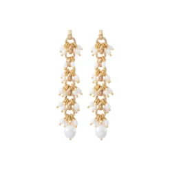 Outlet Annella pierced post drop earrings - white pearl Longues / Pendantes|Percées / Tiges