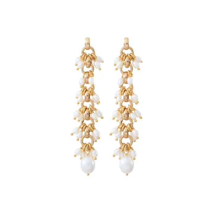 Outlet Annella pierced post drop earrings - white pearl Longues / Pendantes|Percées / Tiges
