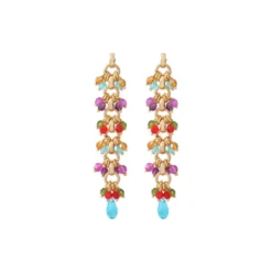 Outlet Annella pierced post drop earrings - multicoloured Percées / Tiges|Longues / Pendantes