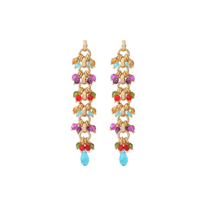 Outlet Annella pierced post drop earrings - multicoloured Percées / Tiges|Longues / Pendantes