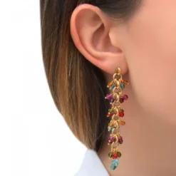 Outlet Annella pierced post drop earrings - multicoloured Percées / Tiges|Longues / Pendantes