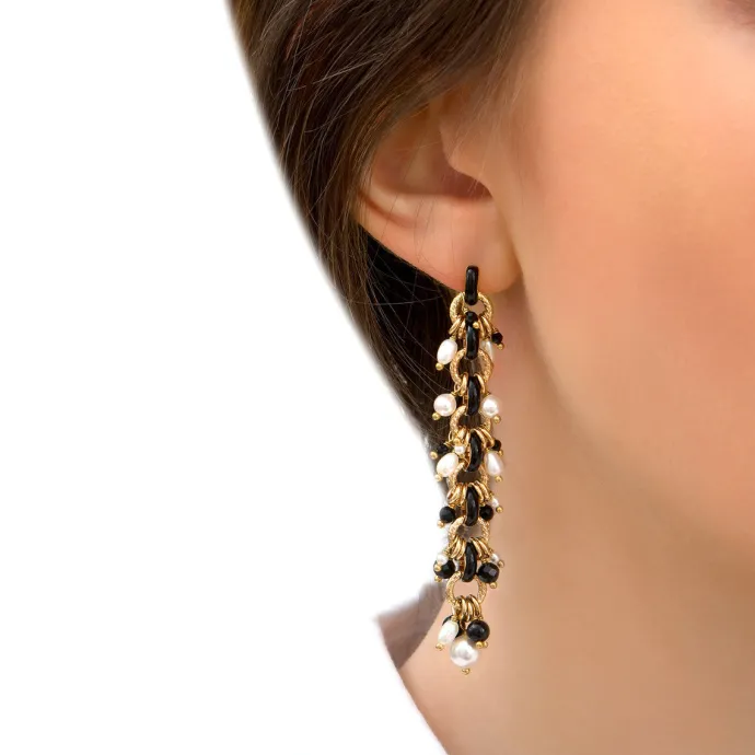 Annella pierced stud earrings - black Percées / Tiges