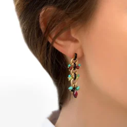 Best Annella pierced stud earrings - red and turquoise Percées / Tiges