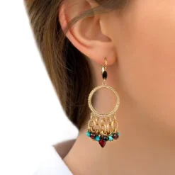 Best Annella sleeper earrings - red and turquoise Dormeuses