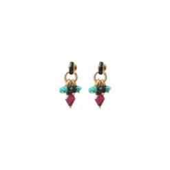 Outlet Annella thin stud earrings for pierced ears - red and turquoise Percées / Tiges