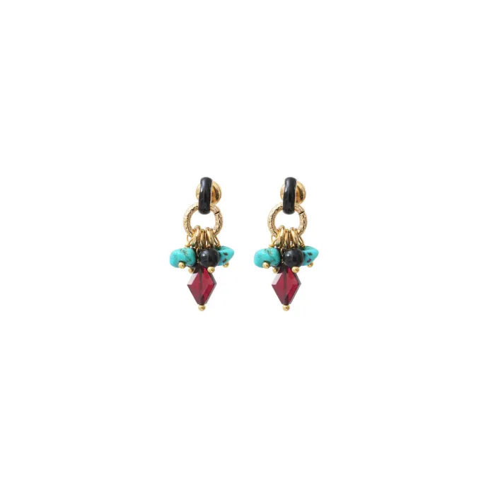 Outlet Annella thin stud earrings for pierced ears - red and turquoise Percées / Tiges
