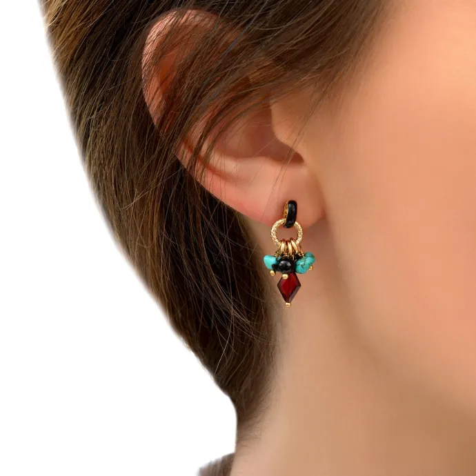 Outlet Annella thin stud earrings for pierced ears - red and turquoise Percées / Tiges