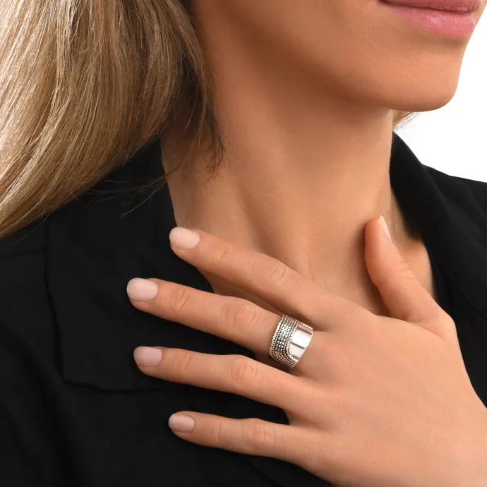 New Ashanti adjustable wide ring – silver Bagues Grandes Tailles