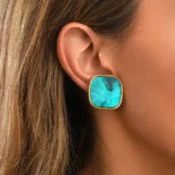Discount Ashanti clip-on earrings – turquoise and green Clips