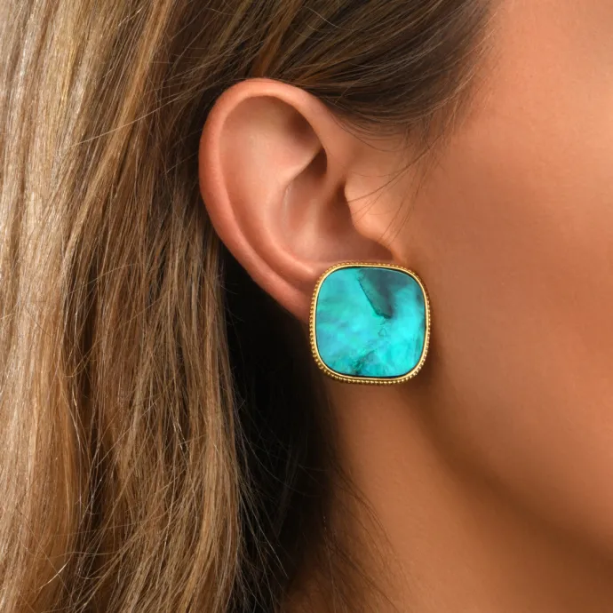 Discount Ashanti clip-on earrings – turquoise and green Clips