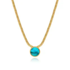 Hot Ashanti flat chain pendant necklace – turquoise and green Sautoirs & Colliers Longs|Pendentifs Et Médailles