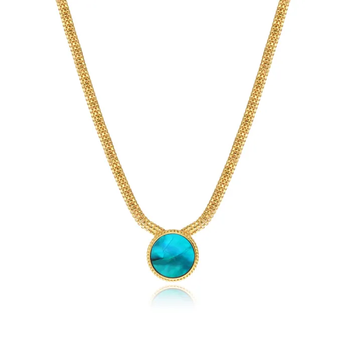 Hot Ashanti flat chain pendant necklace – turquoise and green Sautoirs & Colliers Longs|Pendentifs Et Médailles