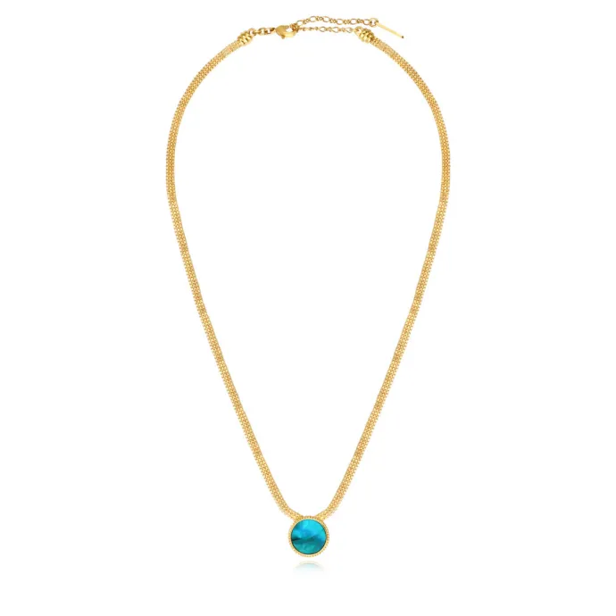 Hot Ashanti flat chain pendant necklace – turquoise and green Sautoirs & Colliers Longs|Pendentifs Et Médailles