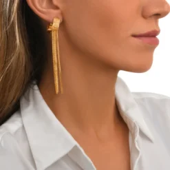 Outlet Ashanti long pierced stud earrings – gold Percées / Tiges