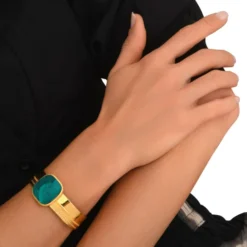 Hot Ashanti medium adjustable bangle bracelet – turquoise and green Joncs