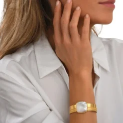Clearance Ashanti medium adjustable bangle bracelet – white Joncs